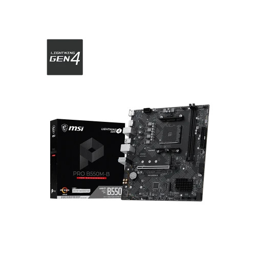 PLACA MSI PRO B550M-B,AMD,AM4,B550,2DDR4,64GB,HDMI+DP,GBLAN,4SATA3+2M.2,7USB3.2,MATX
